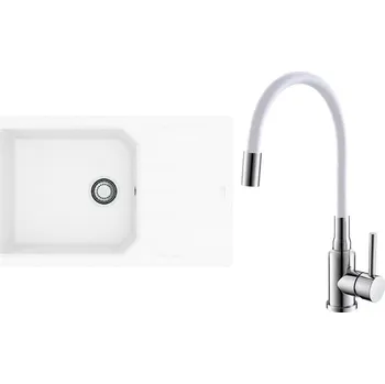 Granitový dřez Set Alveus (dřez Record 40 White 11 + baterie Mintas Bílá/Chrom) SETA25396