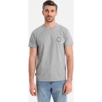 Ombre Clothing Módní šedé pánské tričko s potiskem V8 TSFP-0186