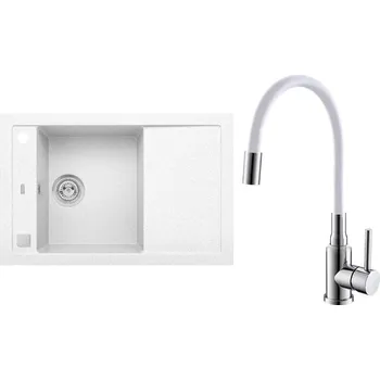 Granitový dřez Set Alveus (dřez Formic 30 White 11 + baterie Mintas Bílá/Chrom) SETA25194