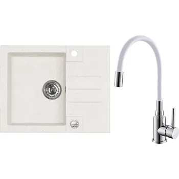 Set Alveus (dřez Rock 30 White 11 + baterie Mintas Bílá/Chrom) SETA25300