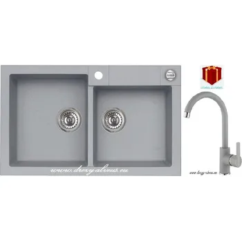 Granitový dřez Alveus SET dřez Rock 90 + baterie Tonia - 81 beton + dárek (příborník, podložka na sušení nádobí nebo tekutý čistič)