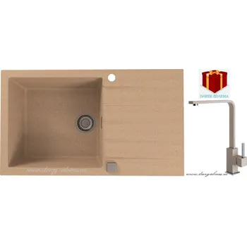 Granitový dřez Alveus SET dřez Cadit 40 + baterie Afra - 55 beige + dárek (příborník, podložka na sušení nádobí nebo tekutý čistič)