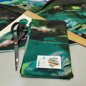 Dámské tričko Moraviatex Balíček 1 metr - Jednolíc elastický Bambus/Elastan 6% digi tisk Hory (0,40kg)