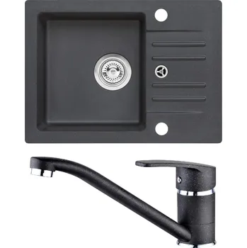 Granitový dřez Set Alveus (dřez Cortina 40 Black 91, bez excentru + baterie Nina Black 91) SETA25371