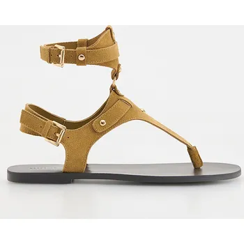 Dámské sandále Reserved - Semišové sandály s řemínky - tmavě hnědá - 610CP-89X - 610CP-89X-42