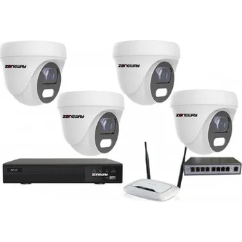 Kompletní kamerový systém 8MPx COLORVU kamerový IP POE set - 4x NC962, POE switch 4 + 1, NVR3016 | ZONEWAY 4-NC962+3016