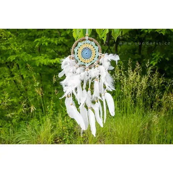 Lapač snů Lapač snů tyrkysový 12 cm – ručně vyráběný indiánský styl