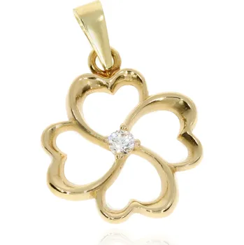 Přívěsek Zlatnictví Helios Zlatý čtyřlístek se zirkonem