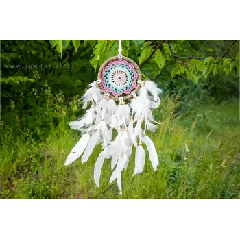 Lapač snů Lapač snů ružový 12 cm – ručně vyráběný indiánský styl
