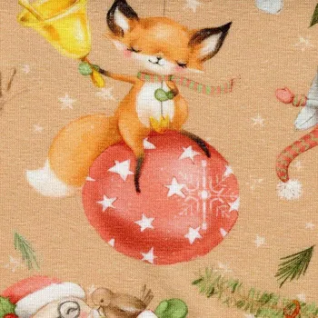 Dámské tričko Moraviatex Jednolíc elastický bavlna/Elastan 6% DIGI tisk VÁNOČNÍ ZVÍŘÁTKA