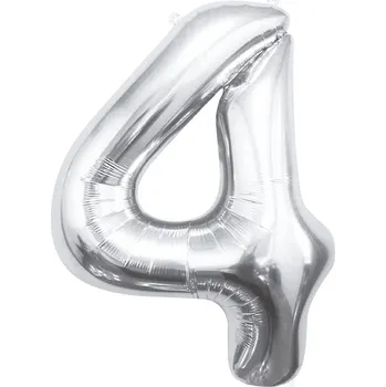 Balónek Godan Balónek fóliový číslice 4 stříbrná 85cm