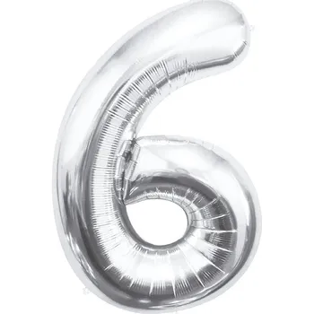 Balónek Godan Balónek fóliový číslice 6 stříbrná 85cm