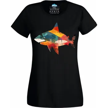 Dámské tričko Dámské tričko Abstraktní žralok (Velikost: S, Barva: Černá)