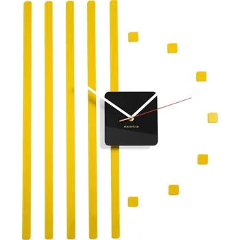 Hodiny Dekorační a designové nalepovací hodiny na zeď žlutá
