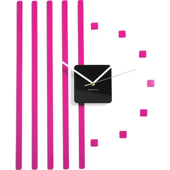Hodiny Dekorační a designové nalepovací hodiny na zeď Růžová