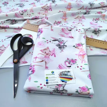 Dámské tričko Moraviatex Balíček 1 metr - Jednolíc elastický bavlna/Elastan 6% digi tisk Labutí jezero (0,34kg)