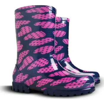 Dívčí obuv Dívčí holínky Demar - TWISTER PRINT V 0036- srdce puntíky, fialová/ tmavě modrá Barva: Modrá tmavě, Velikost: 20-21