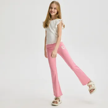 Dívčí kalhoty Reserved - Legíny s vysokým podílem bavlny a potiskem - růžová - 830CY-30X - 830CY-30X-152