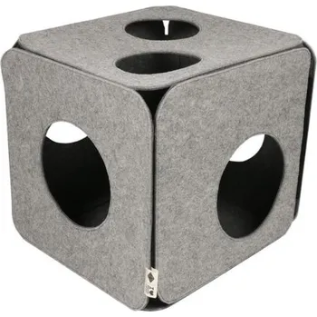 Ebi D&D I LOVE HAPPY CATS NALA Filcový luxusní šedý domeček pro kočky 40x40x40