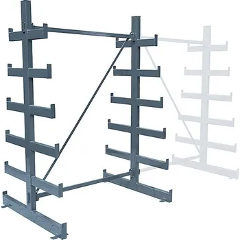 Dílenský regál Poloviční stromečkový oboustranný konzolový regál Trestles RK 2000x1380x1150, nosnost 4800 kg Barva: šedá