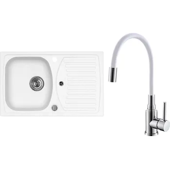 Granitový dřez Set Alveus (dřez Record 30 White 11 + baterie Mintas Bílá/Chrom) SETA25290