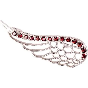 Brož granát - stříbrná brož - křídla (5610) povrchová úprava: zlacené