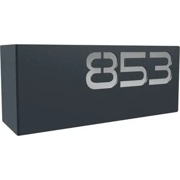 Domovní cedule Domovní číslo tabulka lakovaná 15 Velikost: 10 x 24 x 7(ohyb) cm (M), Odstín: RAL 9005 - černá, Ohyb: Na levé straně od čísla