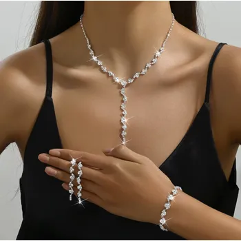 Souprava šperků B-TOP Třpytivá souprava Long Drahokam - postříbřená