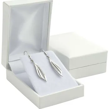 Dárková krabička JK Koženková dárková krabička na náušnice bílá ON-3/NA/A1