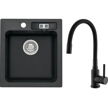 Granitový dřez Set Alveus (dřez Victoria 20 Black 91 + baterie Mintas Černá matná) SETA25421
