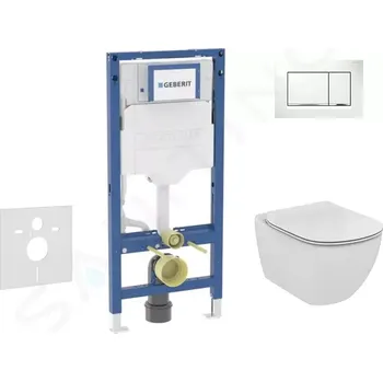 Geberit Duofix Set předstěnové instalace, klozetu Tesi a sedátka softclose, tlačítko Sigma30, bílá/lesklý chrom, SANI11CD3136