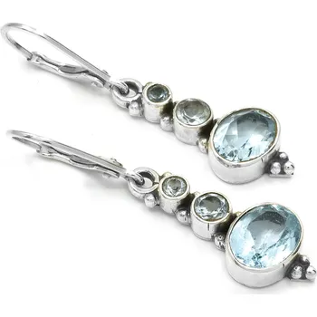 Náušnice Stříbrné náušnice modrý topaz Personal