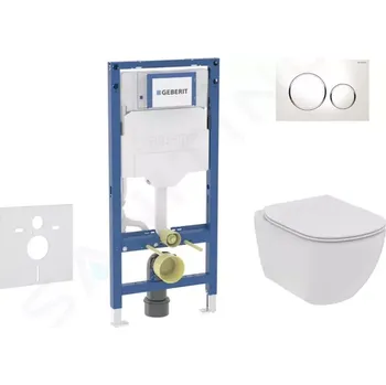 Geberit Duofix Set předstěnové instalace, klozetu Tesi a sedátka softclose, tlačítko Sigma20, bílá/chrom, SANI11CD3111