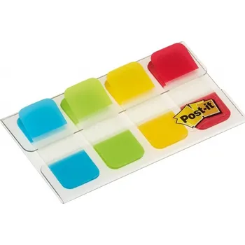3M Post-it, samolepící záložky extra silný plast, 38x16 mm, 4 barvy po 10 útržcích barevný pruh