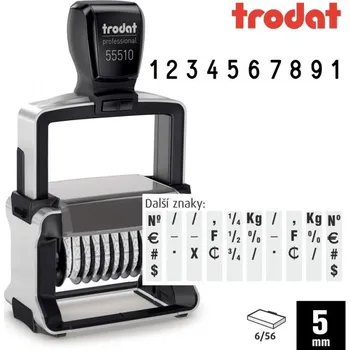 Samobarvící číslovací razítko Trodat 55510, výška 5mm, 10-místné