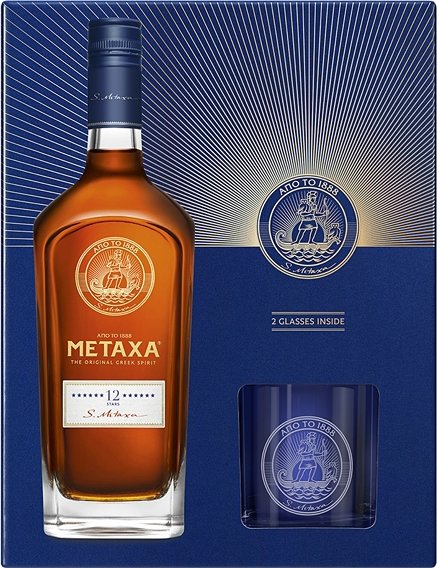 Metaxa 12* 0,7l 40% (dárkové balení 2 skleničky)