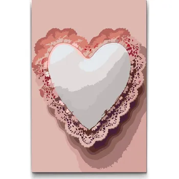 Malování podle čísel - Srdce s krajkou Velikost: 20x30cm, Rámování: Pouze srolované plátno