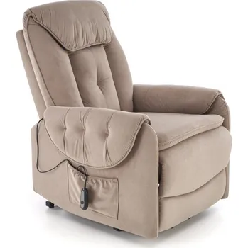 Křeslo Relaxační křeslo HORTON s elektrickým polohováním — látka, béžová