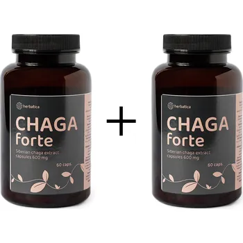 Přírodní produkt Výhodný set: 2× Čaga sibiřská FORTE - 60 veganských kapslí (600mg/kapsle) - Herbatica