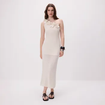 Dámské šaty Reserved - Háčkované maxi šaty - tělová - 033EZ-02X - 033EZ-02X-S