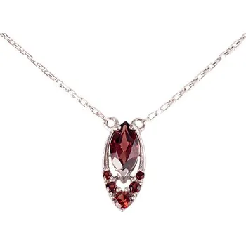 Náhrdelník granát - stříbrný náhrdelník - kapka (8612) povrchová úprava: zlacené