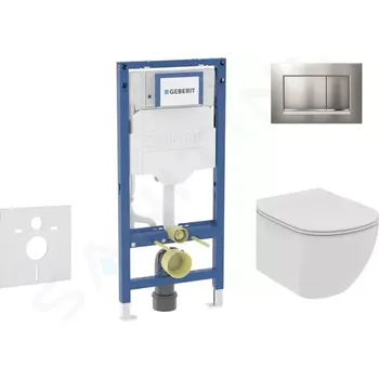 Geberit Duofix Set předstěnové instalace, klozetu Tesi a sedátka softclose, tlačítko Sigma30, matný chrom/chrom, SANI11CD2114