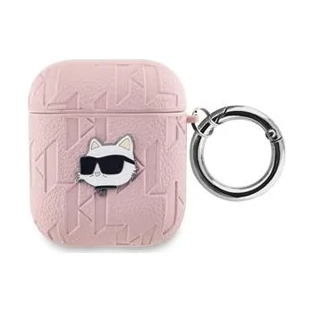 Pouzdro na mobilní telefon Pouzdro KARL LAGERFELD pro Apple AirPods - umělá kůže - kočka Choupette - růžové