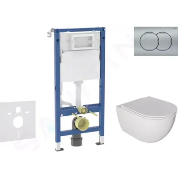 Geberit Duofix Set předstěnové instalace, klozetu Oudee a sedátka softclose, tlačítko Delta01, matný chrom, SANI11CA1125B