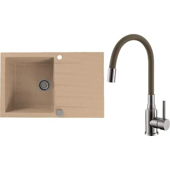 Kuchyňský dřez Set Alveus (dřez Cadit 20 Beige 55 + baterie Mintas Béžová/Kartáčovaná ocel) SETA25094