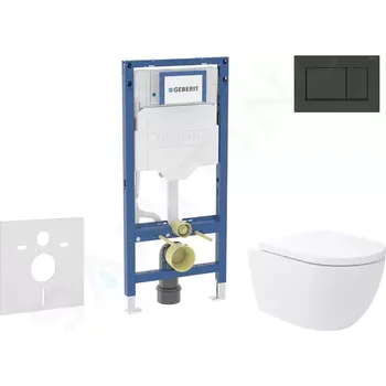 Geberit Duofix Set předstěnové instalace, klozetu Oudee Vortex a sedátka softclose, tlačítko Sigma30, matná černá/černá, SANI11CA5144B