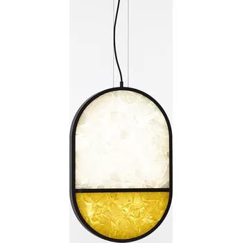 Brokis Barevné svěšené skleněné svítidlo Geometric Oval Full Bottom Barva skla: Opálové sklo matné BROKISGLASS, Barva spodního skla: Šedé kouřové sklo matné BROKISGLASS PC01143_011