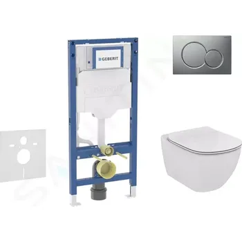 Geberit Duofix Set předstěnové instalace, klozetu Tesi a sedátka, tlačítko Sigma01, matný chrom, SANI11CD2118