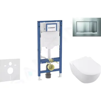 Geberit Duofix Set předstěnové instalace, klozetu Subway 2.0 a sedátka softclose, tlačítko Sigma30, matný chrom/chrom, SANI11CK2114