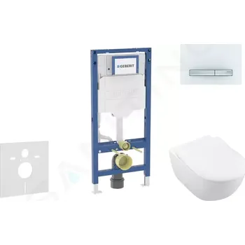 Splachovací tlačítko Geberit Duofix Set předstěnové instalace, klozetu Subway 2.0 a sedátka softclose, tlačítko Sigma50, alpská bílá, SANI11CK3115